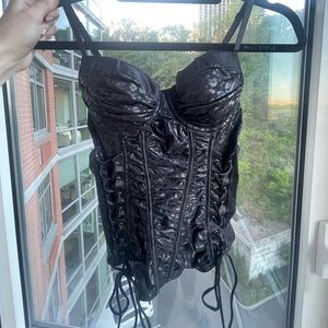 Sexy black metallic corset/ bustier! Going out top for summer vacation lingerie